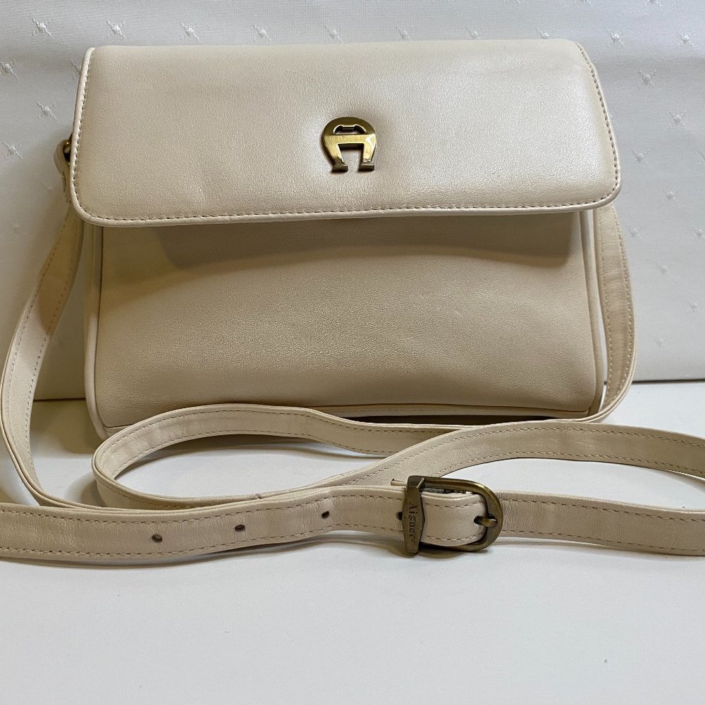 Etienne Aigner Cream Crossbody Bag with Gold Hardware